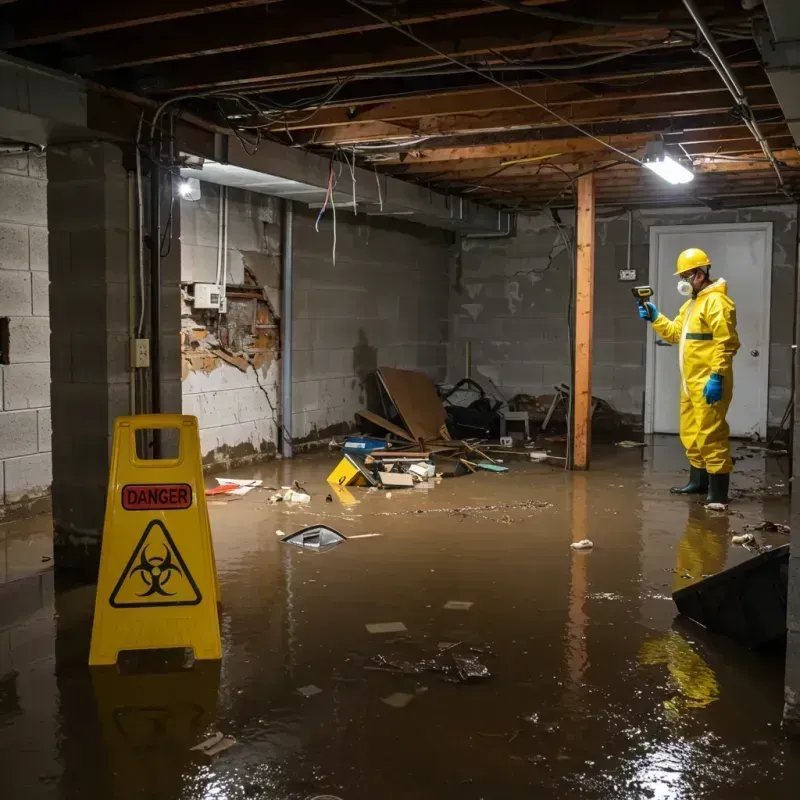 Flooded Basement Electrical Hazard in Utica, OH Property